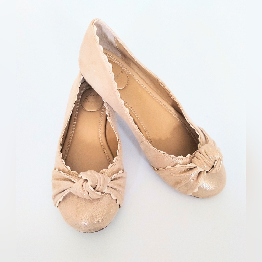 Jack Rogers Holly Gold Knot Scalloped Metallic Ballet Flats Size 6M